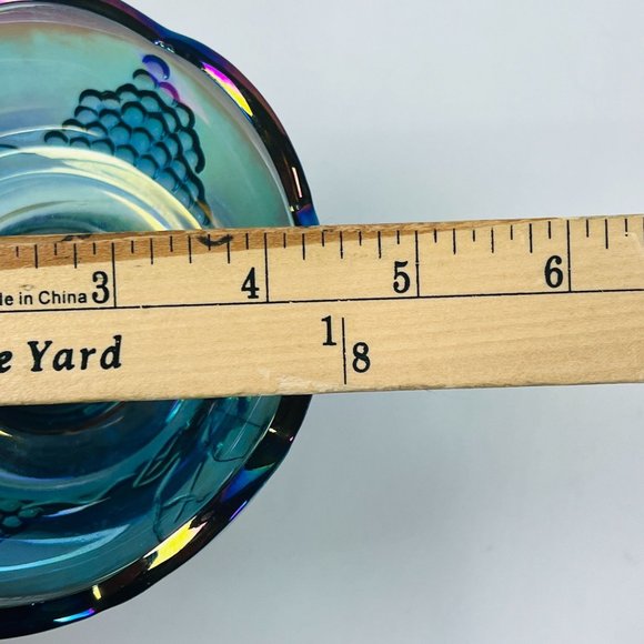 Vintage Indiana Glass Blue Harvest Grape Carnival Glass Candle Holder - Picture 8 of 8